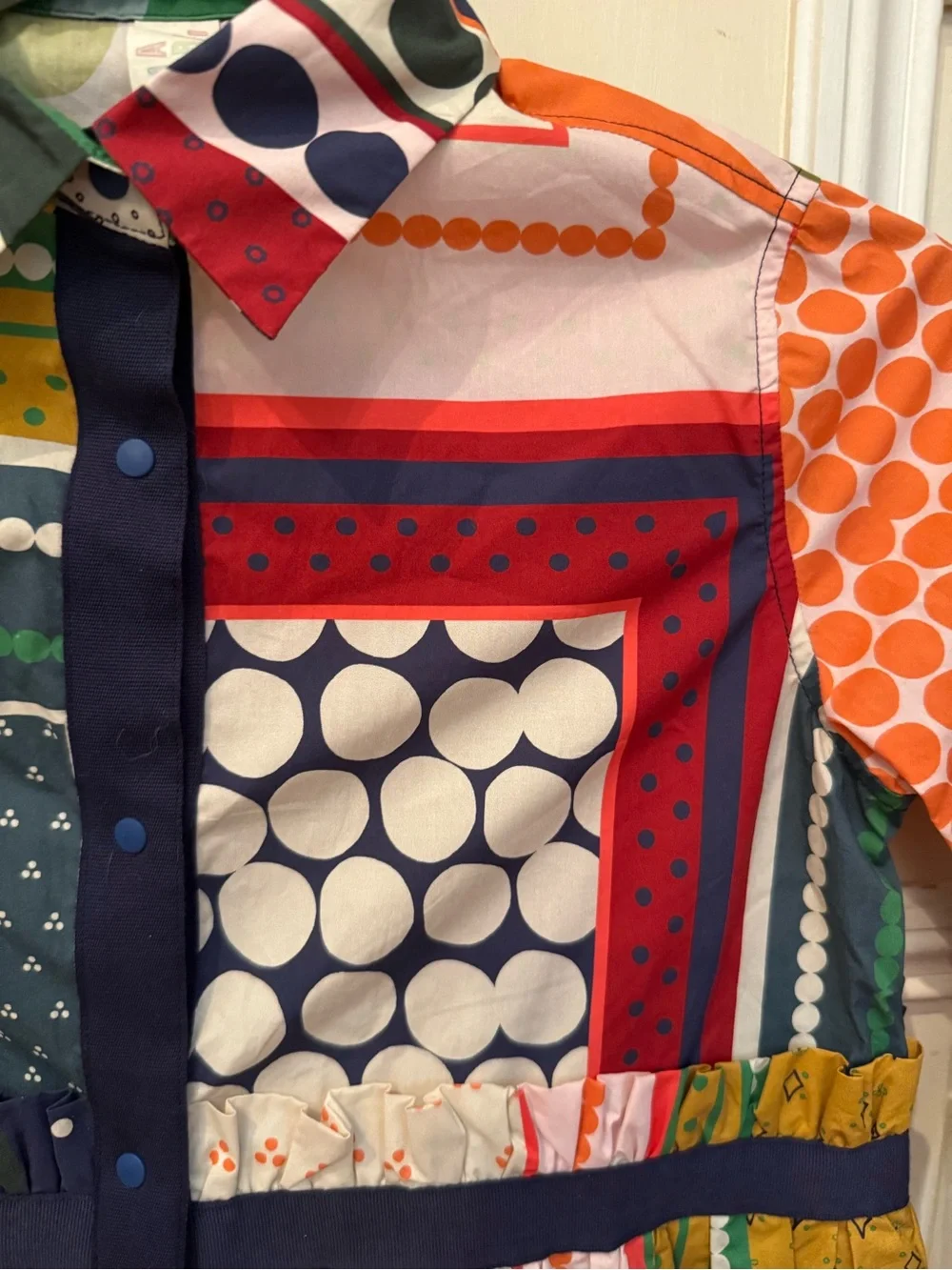 TIA CIBANI Girls' Multicolor Patchwork Shirt Dress sz 7/8